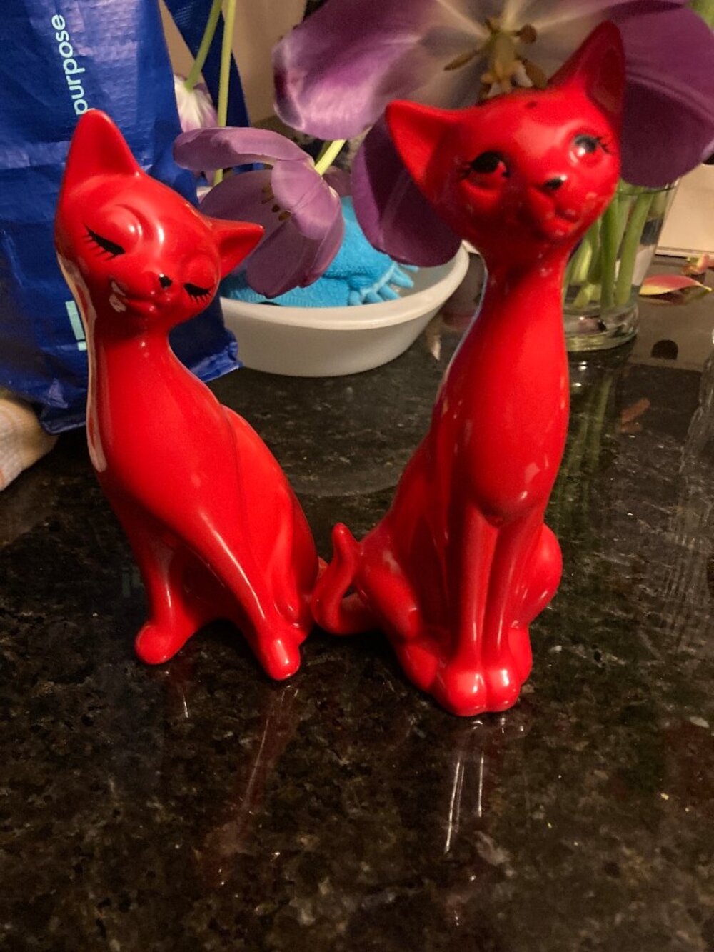 MCM Vintage Red Cats Salt and Pepper Shakers, Made in Japan